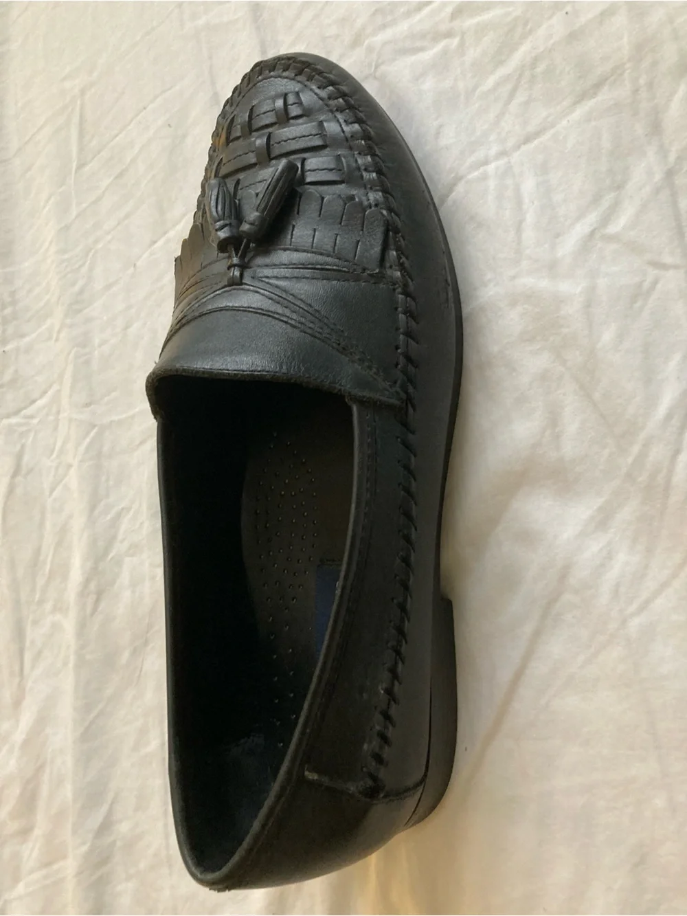 Black Leather Tassel Woven Loafers Sz 10M Giorgio Brutini